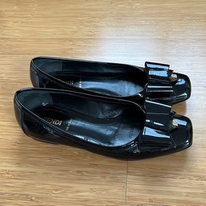 Fendi Black Patent Leather Flats